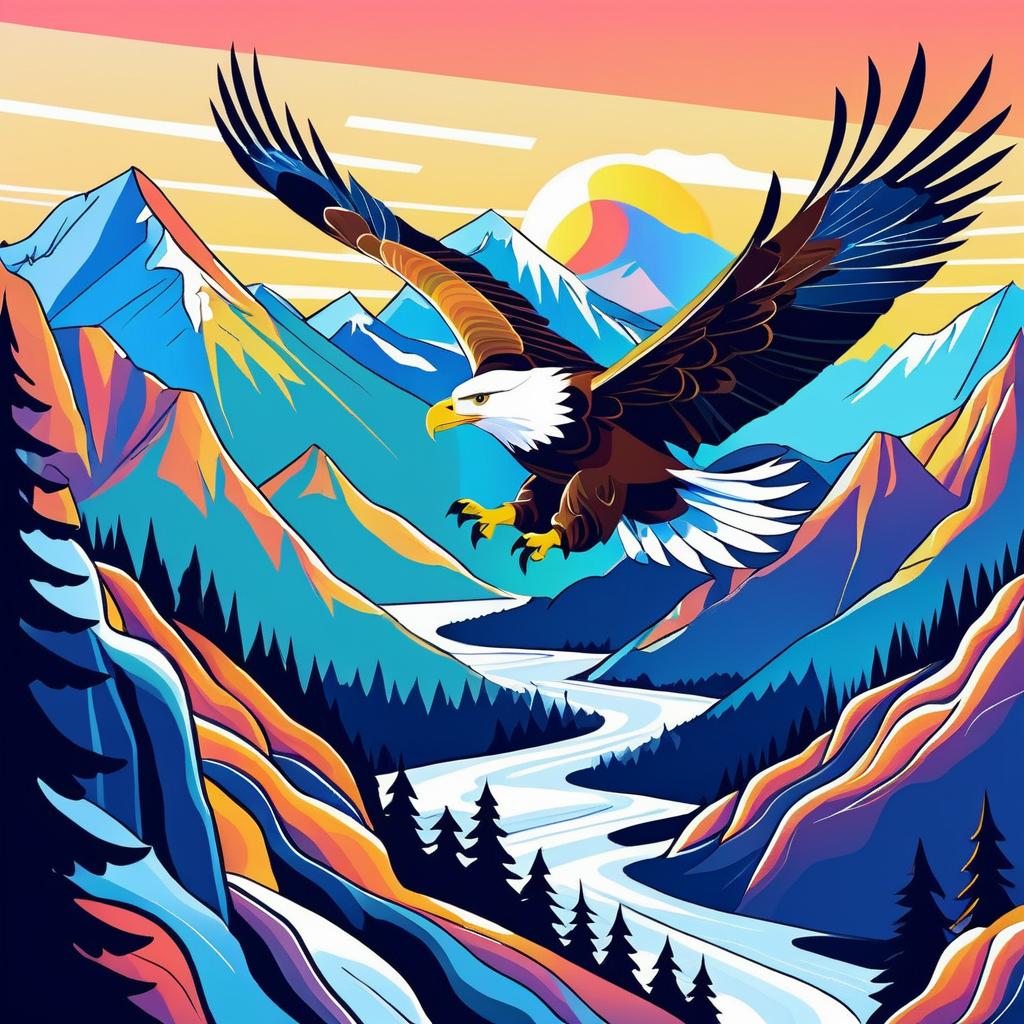 Surreal Mountain Landscapes with Eagles