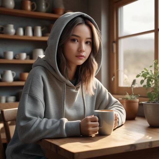 Cozy Indoor Coffee Break in Anime Style