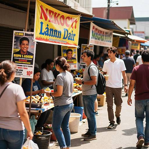 Vibrant Marketplace Advertising Scene