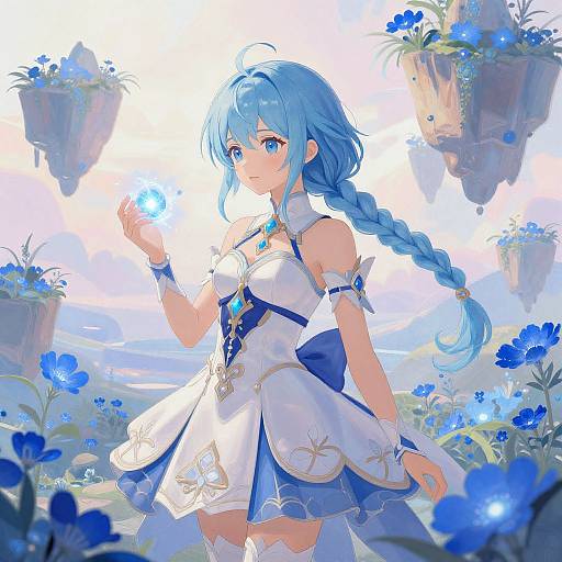 Blue-Haired Anime Girls in Fantasy