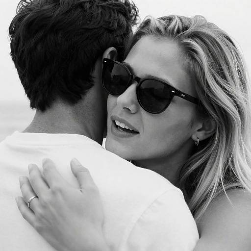 Intimate Black-and-White Embrace Portrait