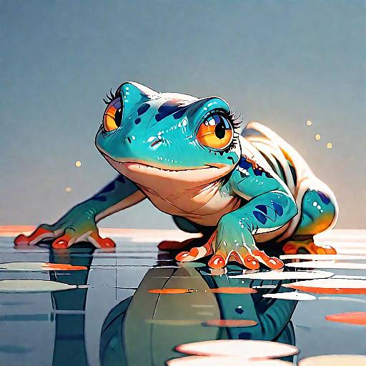 Ultra-Detailed 2D Cartoon Frog Portrait