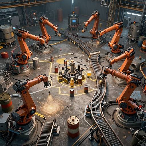 Realistic Factory Battlemap with Robotics