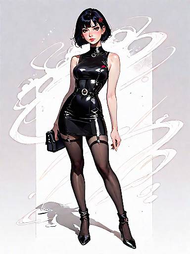 Chic Woman in Black Bodycon Dress