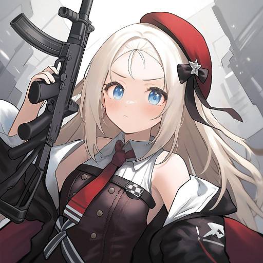 Illustration of Mp5 (girls' frontline), girls' frontline in the style of Fukuroumori