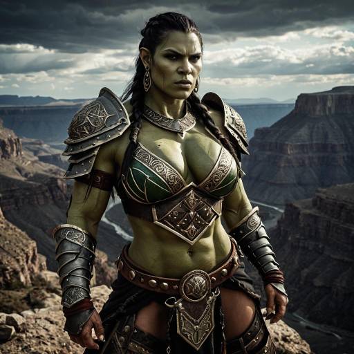 Fierce Female Orc in Dramatic Canyon
