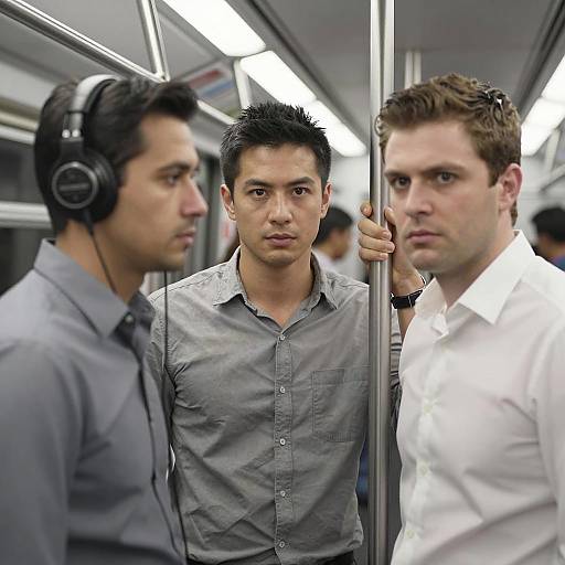 Subway Scene with Three Men