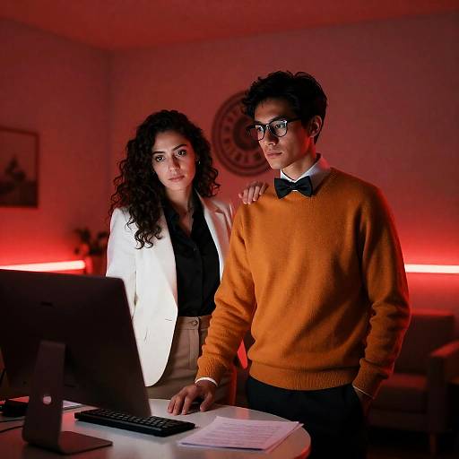 Intimate Portrait in Red Lighting