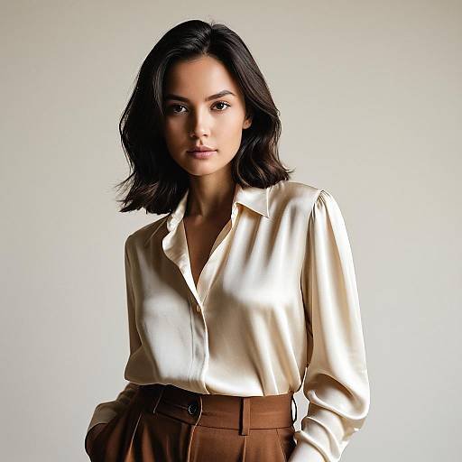 Elegant Woman in Silk Blouse