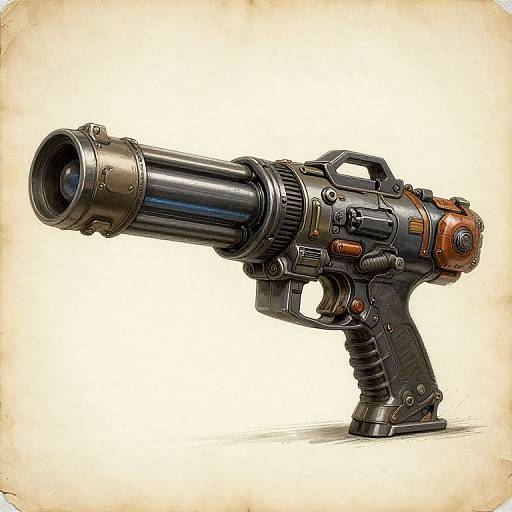 Dieselpunk Plasma Cannon Schematic Art