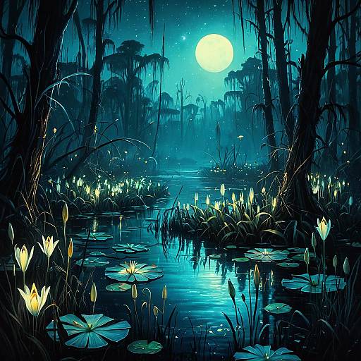 Enchanted Twilight Swamp with Bioluminescence