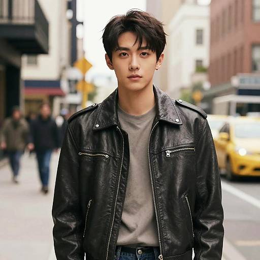 Young Man in Leather Jacket