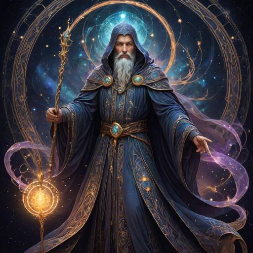 Mystical Space Wizard with Staff and Orb