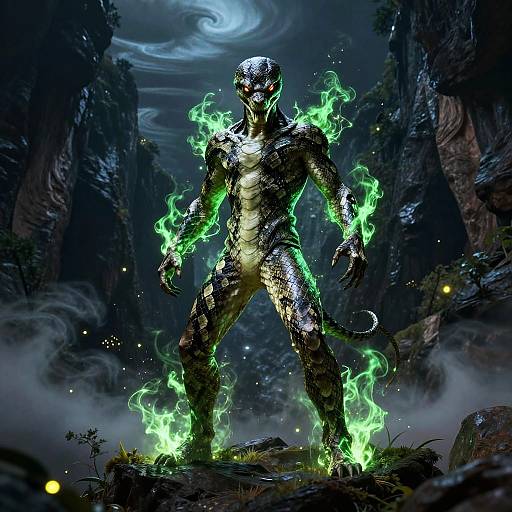 Menacing Python Suit in Misty Canyon