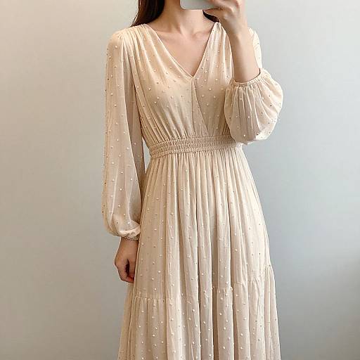 Woman's Selfie in Flowing Chiffon Dress