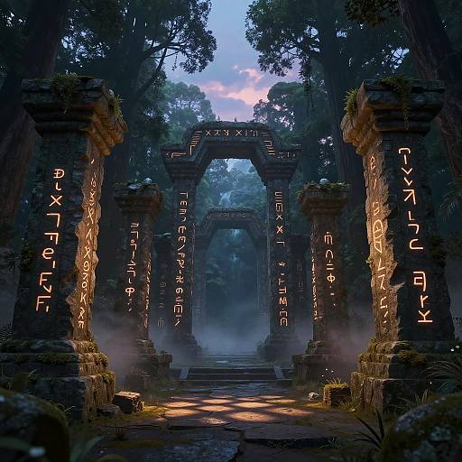 Ethereal Ancient Ruins in Twilight