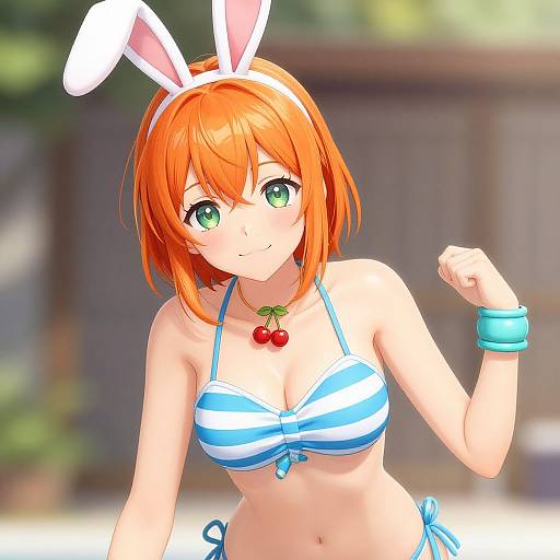 Anime Girl in Bunny Ears Bikini
