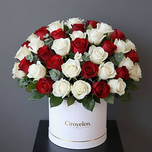 Elegant Red and White Rose Arrangement