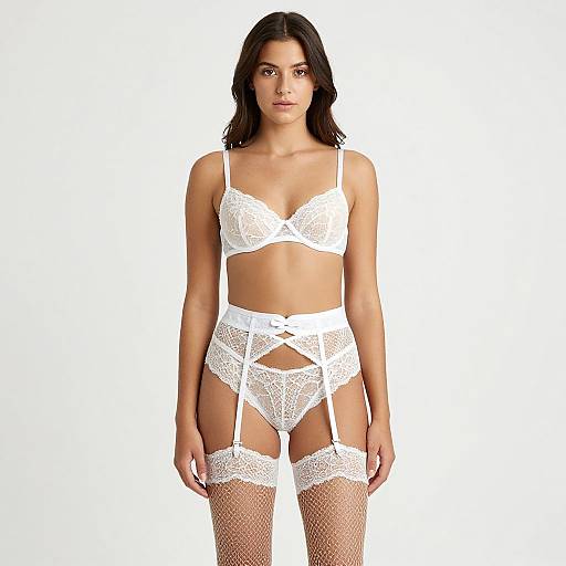 Elegant White Lace Lingerie Pose