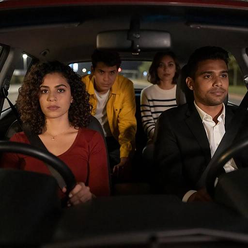 Nighttime Car Ride with Four Friends