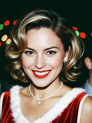 Cheerful Woman in Christmas Party Dress