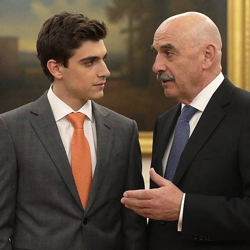 Two men in formal suits having a conversation