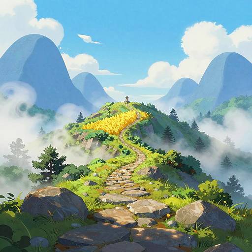 Cinematic Mountain Ridge Matte Painting