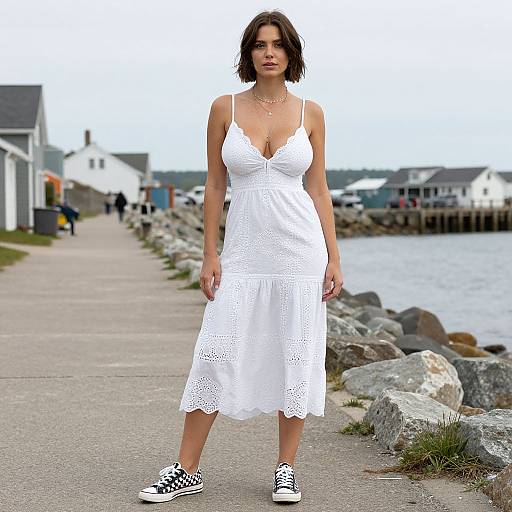 Hourglass Woman by Seaside Promenade