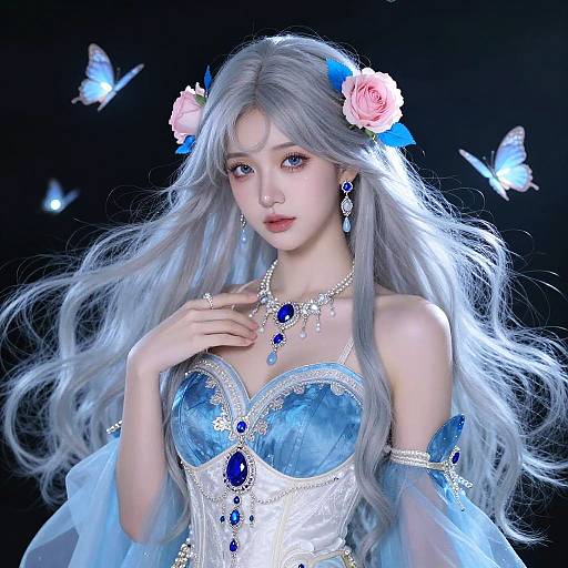Enchanted Silver-Haired Woman Artwork