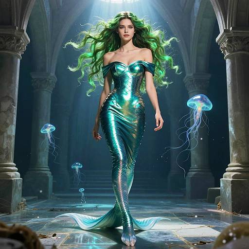 Bioluminescent Merfolk Runway Model