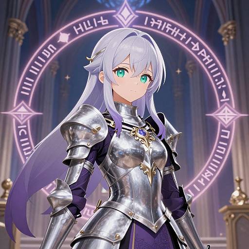 Anime Knight Girl in Enchanted Cathedral