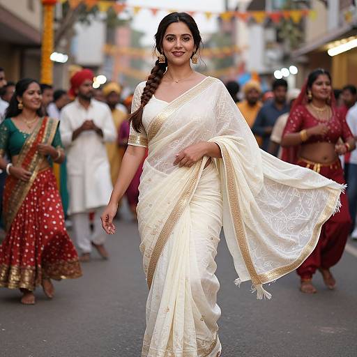 Woman in Dhakai Muslin Saree Festival