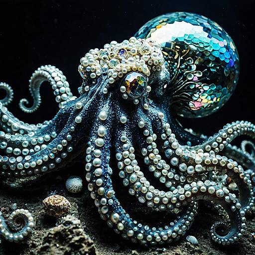 Crystal Pearl Kraken Sculpture