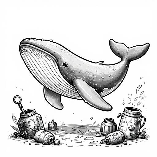 Steampunk Orca Whale in Trash