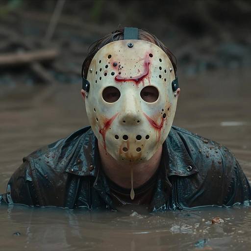 Eerie Portrait of Jason Voorhees Afloat