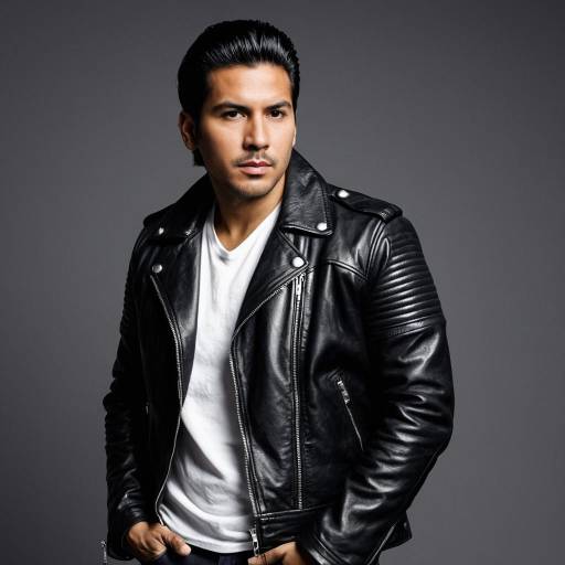Stylish Latin man in black leather jacket