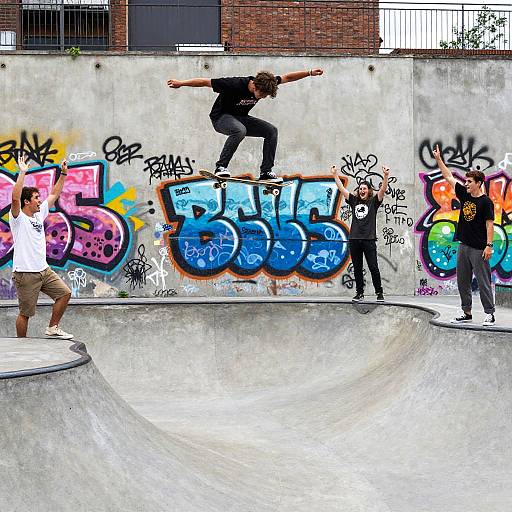 Skateboarder Soars Over Graffiti Park