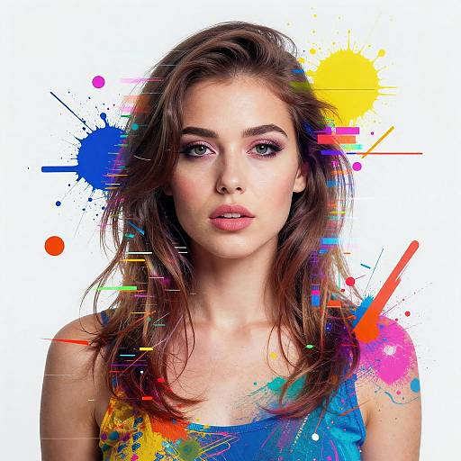 Vibrant Abstract Portrait with Glitch