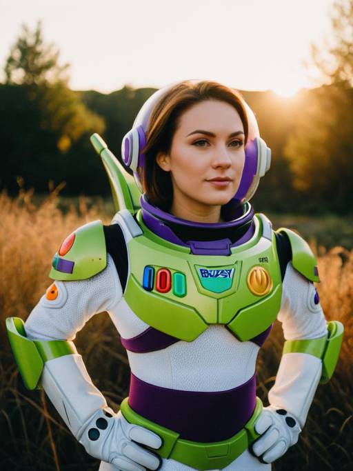 Woman in Buzz Lightyear Costume Outdoors