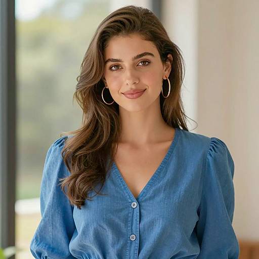 Young Woman in Blue Blouse Portrait