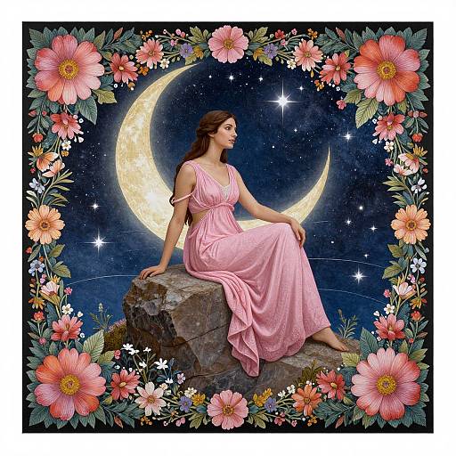 Moon Goddess in Floral Serenity