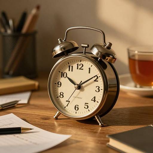 Classic Retro Alarm Clock on Desk