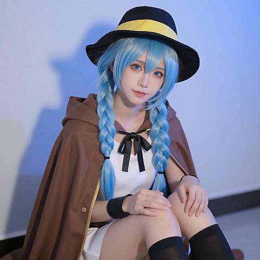 Portrait of Blue-Haired Person in Cloak