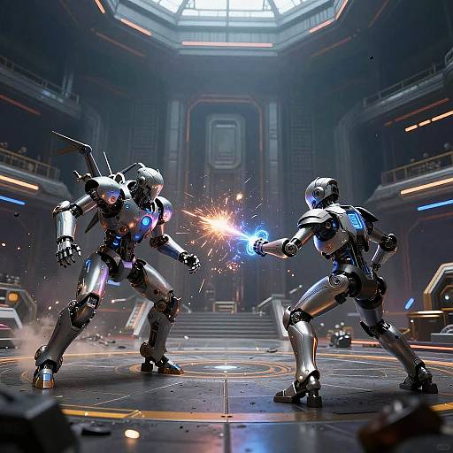 Fierce AI Battle in Futuristic Arena