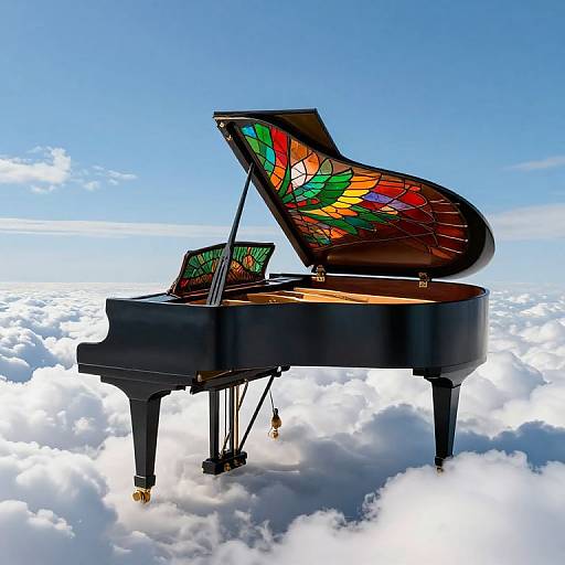 Grand Piano with Stained-Glass Wings
