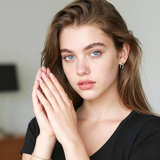 Young Woman with Clasped Hands