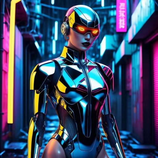 Futuristic Cyberpunk Robot Fashion Scene