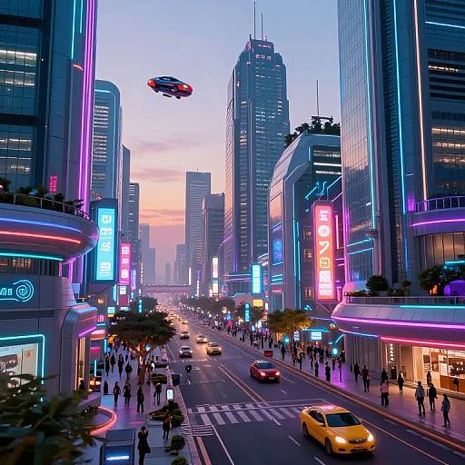 Futuristic Neon Cityscape at Twilight