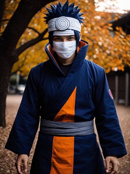 Man in Obito Uchiha Cosplay Costume