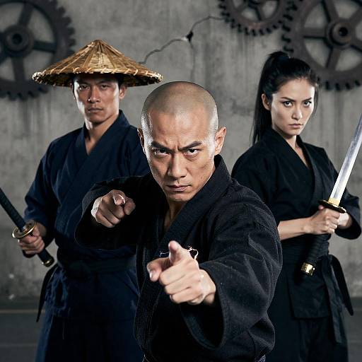 Three Martial Artists in Combat Stance